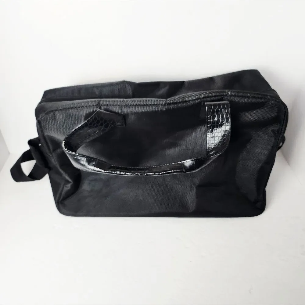Jimmy Choo Parfums Duffle Bag Crocodile Embossed Handles Black 17x11x7.5 Unisex
